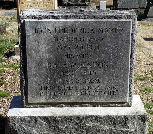 Headstone of Catherine M. Mayer (n&eacute;e Sinton) 1849 - 1929