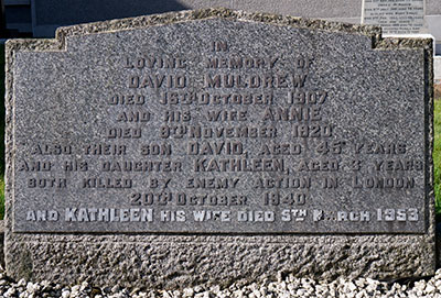 Headstone of Annie Muldrew (n&eacute;e Sinton) 1867 - 1920