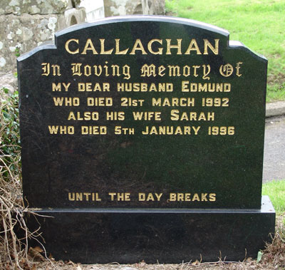 Headstone of Sarah Callaghan (n&eacute;e Speers) 1912 - 1996
