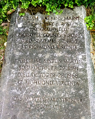 Headstone of Katherine Westwood Martin (n&eacute;e Sinton) 1891 - 1968