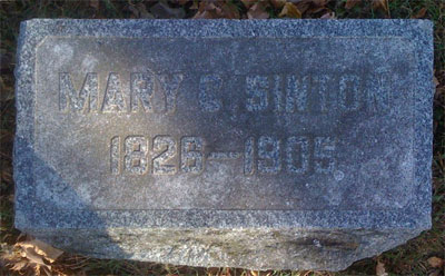 Headstone for Mary C. Sinton 1826 - 1905