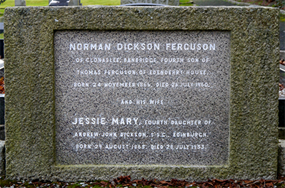 Headstone of Jessie Mary Ferguson (n&eacute;e Dickson) 1865 - 1953