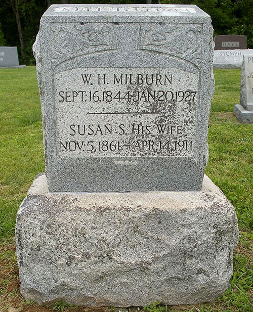 Headstone of Susan Sidney Milburn (n&eacute;e Kimberlin) 1861 - 1911