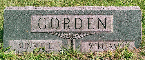 Headstone of Minnie Laura Gorden (n&eacute;e Sinton) 1870 - 1963
