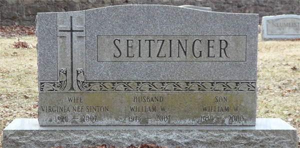 Headstone of Florence Virginia Seitzinger (n&eacute;e Sinton) 1920 - 2007